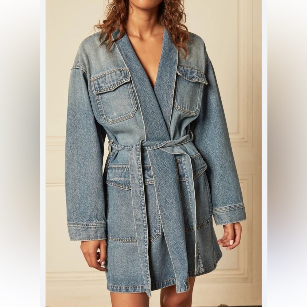 Boyish x Free People Blue Denim Joaquin Kimono Jacket Dress Small NWT